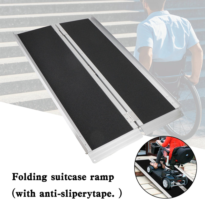 4FT Portable Wheelchair Ramp Non Skid Aluminum Foldable Mobility Scooter Ramp