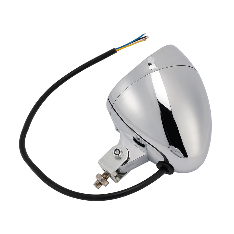 Motorcycle Beam Headlight Fog Lamp Custom Chrome