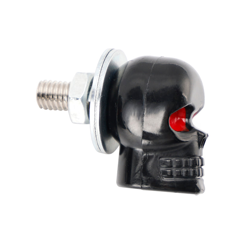 4x Custom SKULL License Plate Bolt Screw Black Plastic Motorcycle Chopper Bobber