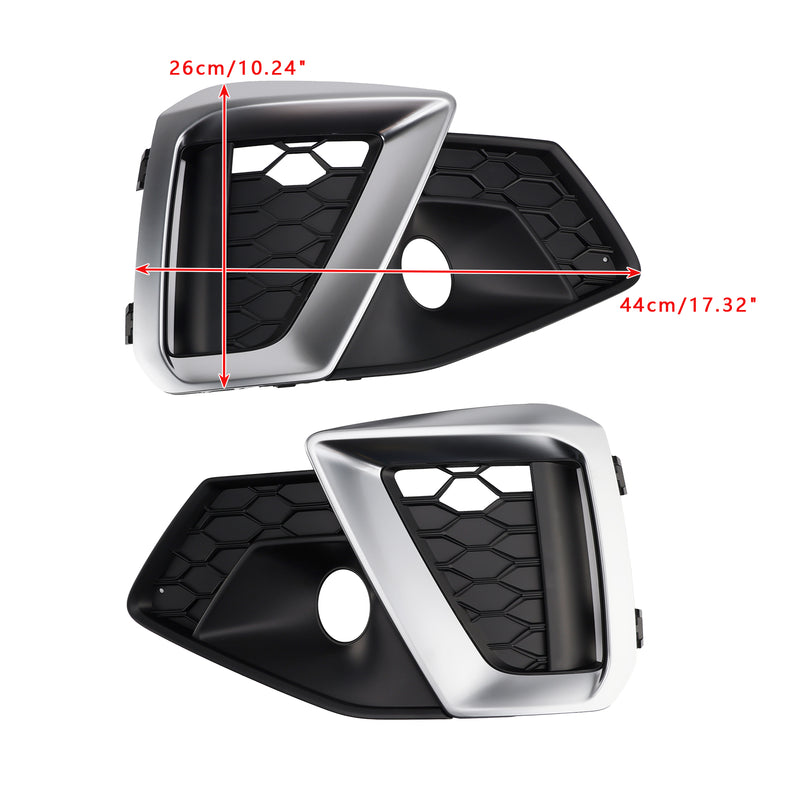 Silver Front Bumper Lower Fog Grille Cover Fit Audi A4 B9.5 S-Line 2020-2024