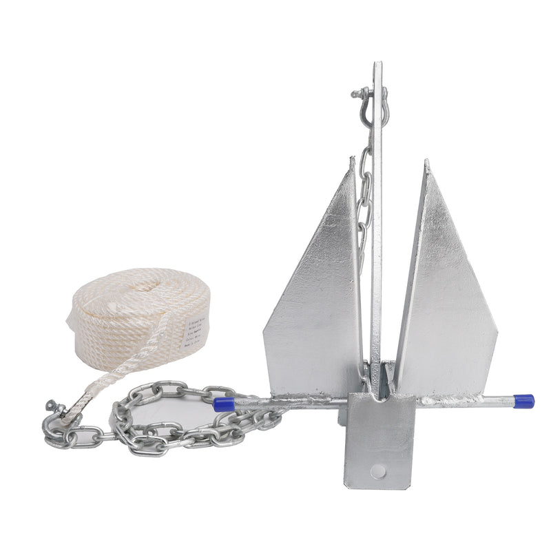 Kit Galvanized Boat Anchor 8Lbs Sliding Anchor & Chain & Rope Silver For Boat