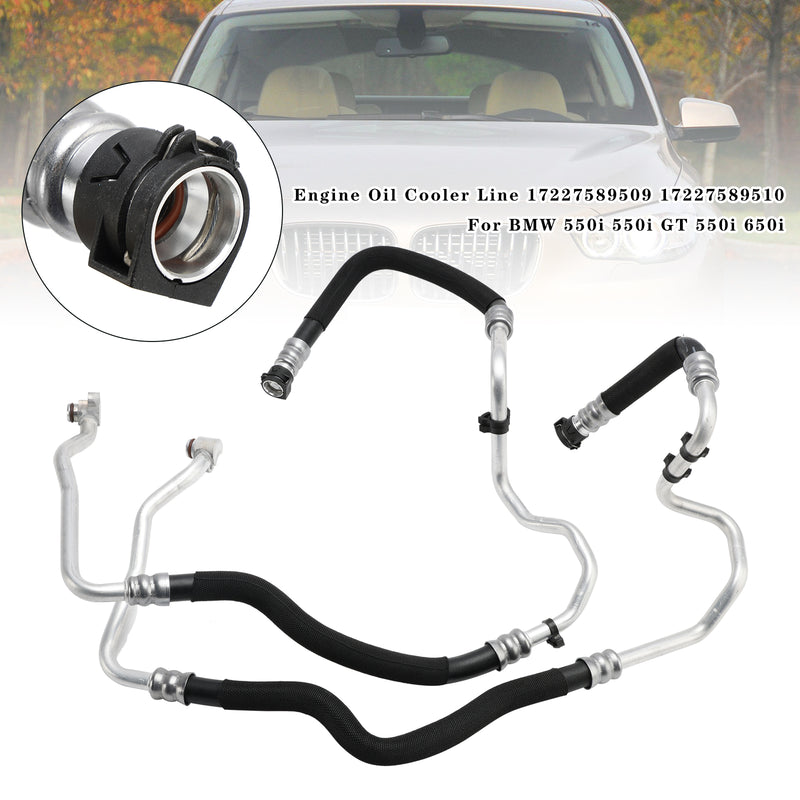 Engine Oil Cooler Line 17227589509 17227589510 For BMW 550i 550i GT 550i 650i