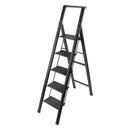 5 Step Ladder, Foldable Step Stool, Aluminum Step Ladder with Anti-Slip Pedal