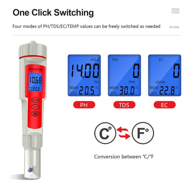 4In1 PH/TDS/EC/Temperature Digital Meter Pen Water Quality Analysis Tester