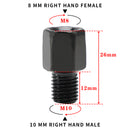 MOTORCYCLE MIRROR ADAPTORS 8MM RIGHT HAND FEMALE TO 10MM RIGHT HAND MALE THREAD