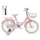 18" Child Bicycle Girls Bike with auxiliary wheels & Rack & Basket Pink