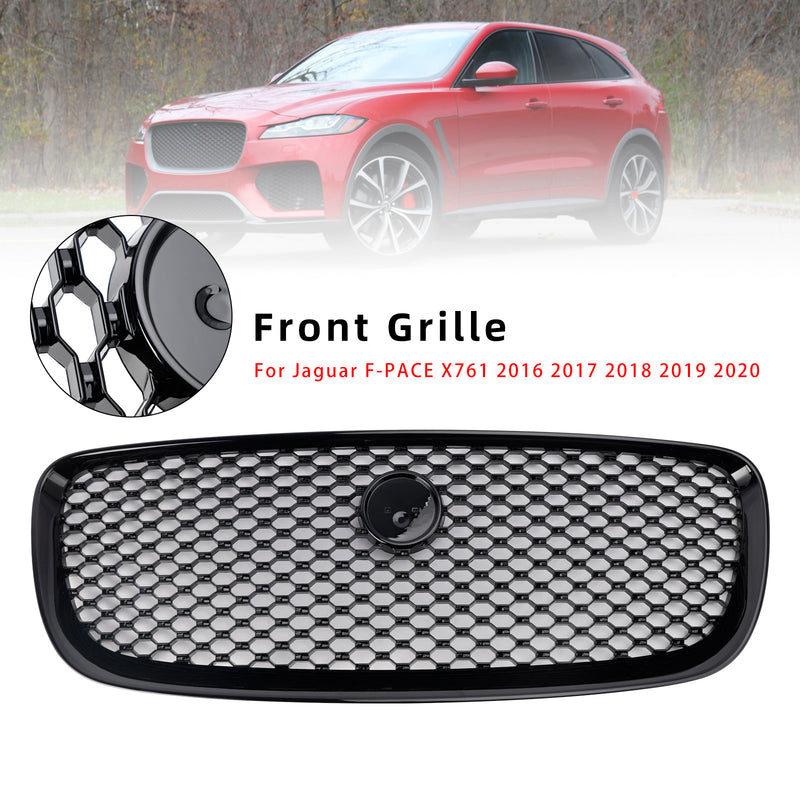 Gloss Black Front Bumper Grill Grille Fit JAGUAR F-PACE X761 2016-2020