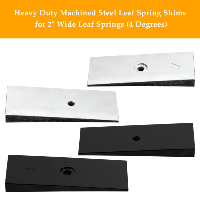 2PCS 2" Wide 4°Degree Steel Leaf Spring Degree Shims