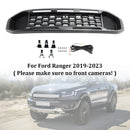 Black Front Bumper Grill Grille Fit Ford Ranger T8 2019-2023 W/LED Light