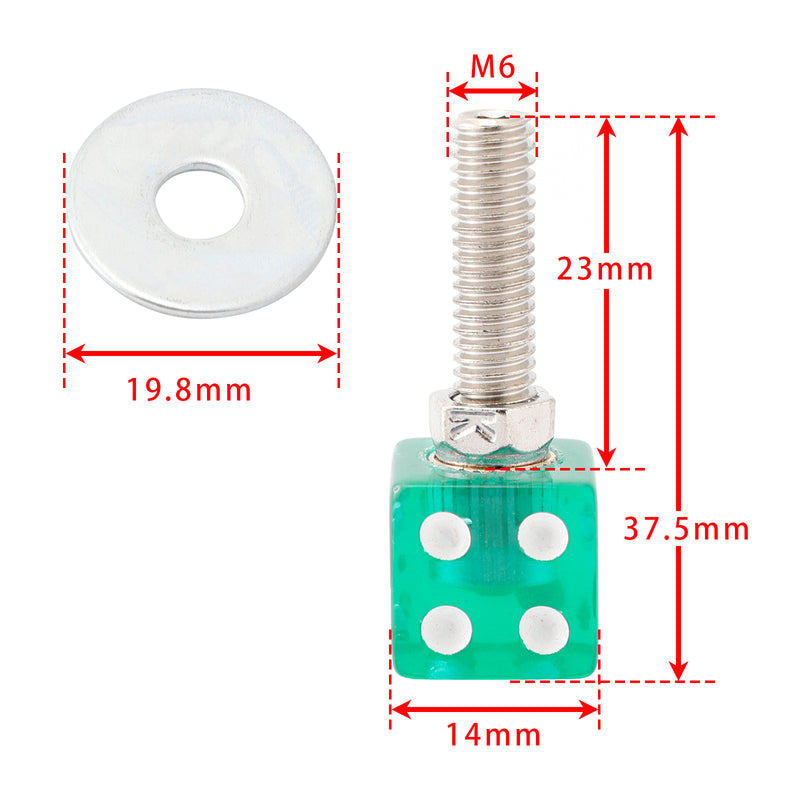 2x Motorcycle Bike Plastic Green Dice License Plate Bolt On Screw On Frame Nut