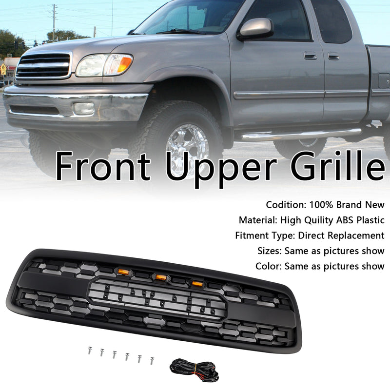 Matte Black Front Bumper Grill Grille Fit Toyota Tundra 2000-2002 W/LED