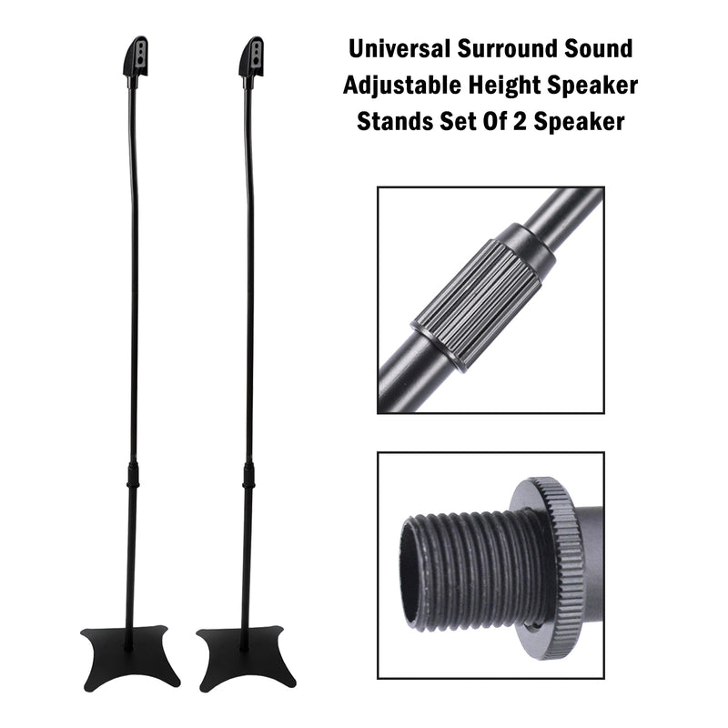 Set Of 2 Universal Surround Sound Adjustable Height Speaker Stand Bracket