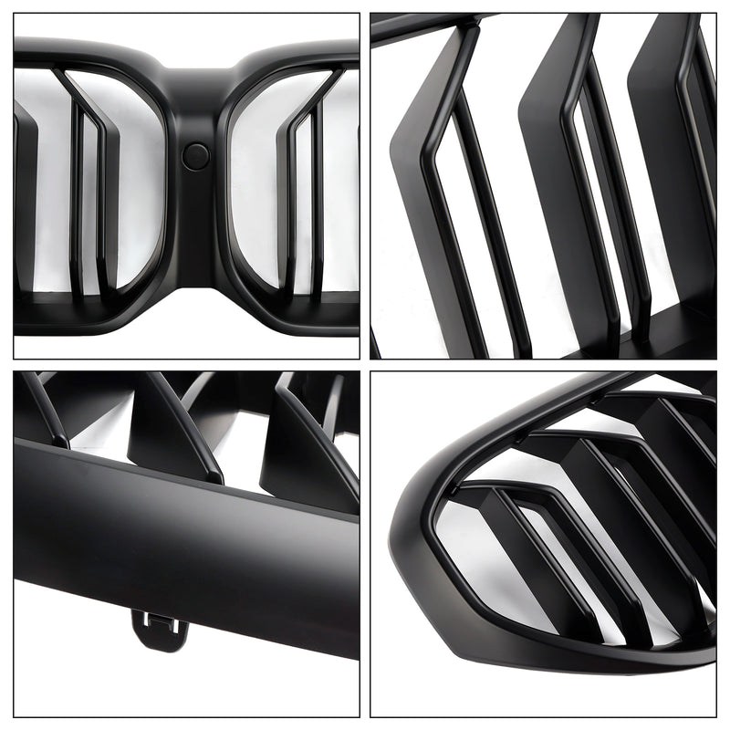 Matte Black Dual Slats Front Kidney Grille For BMW G30 G31 LCI 2021-2024