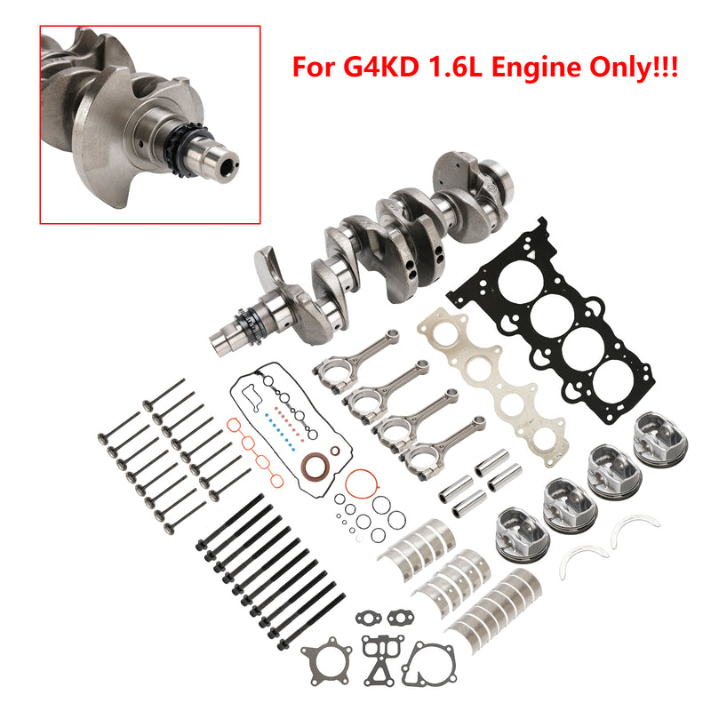 Hyundai Veloster (FS) (2011-C2018) G4FD 1.6L Engine Rebuild Overhaul Kit w/Crankshaft & Connecting Rod for Hyundai 1.6L
