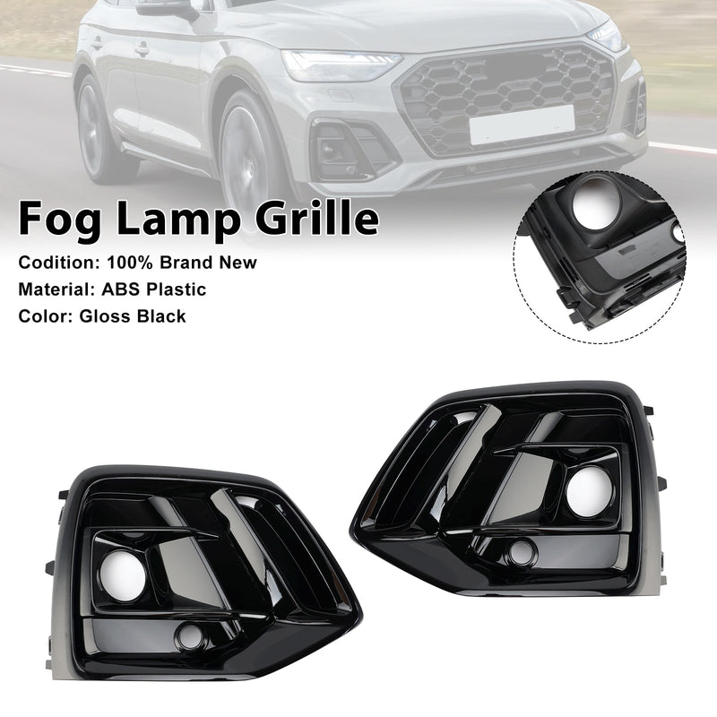 Black Front Fog Lamp Grille Grill Cover Fit Audi Q5 SQ5 S-Line 2021-2025