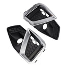 Silver Front Bumper Lower Fog Grille Cover Fit Audi A4 B9.5 S-Line 2020-2024