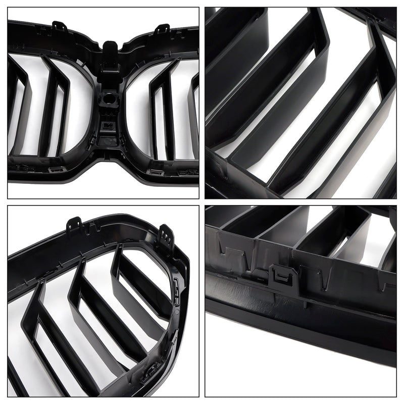 Matte Black Dual Slats Front Kidney Grille For BMW G30 G31 LCI 2021-2024