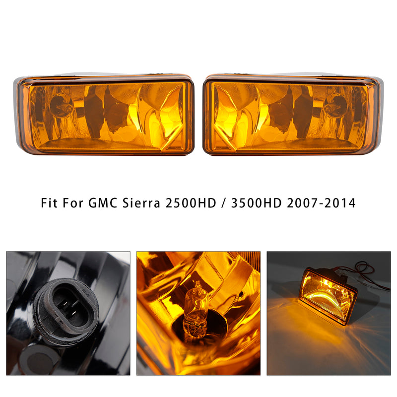 Pair  Fog Light Lamps With Bulbs For Chevy Tahoe Sierra 2007-2015  Yellow Lens