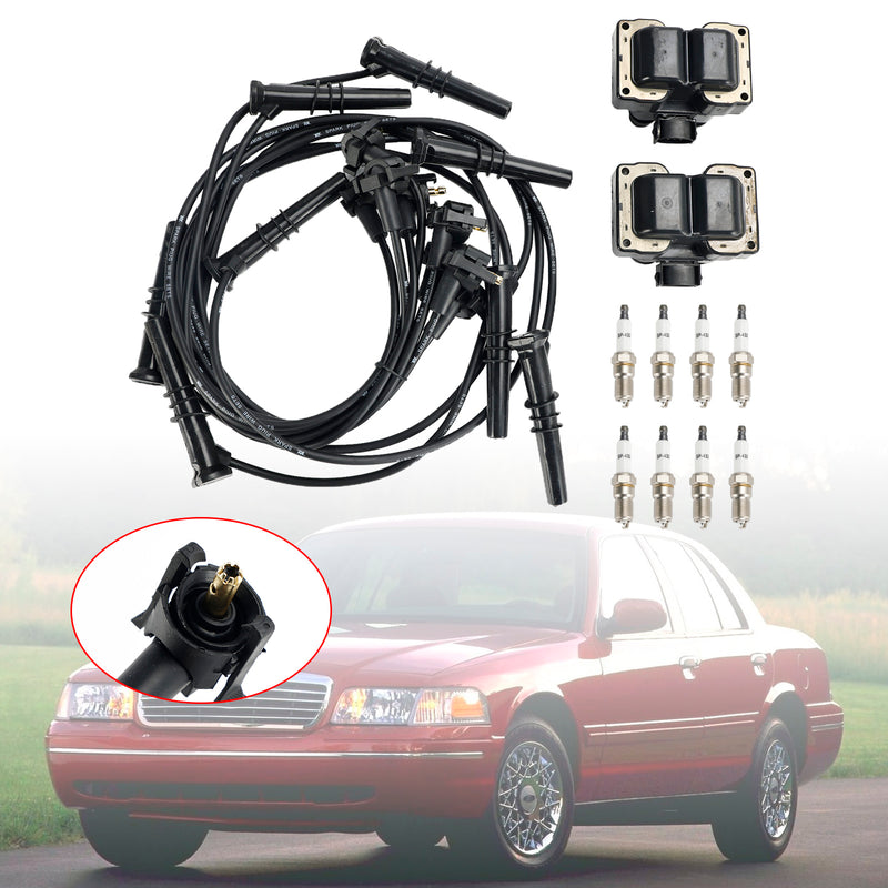 1994-1997 Ford Thunderbird Mercury Cougar V8 4.6L 2 Ignition Coil Pack 8 Spark Plugs and Wire Set FD487 SP432