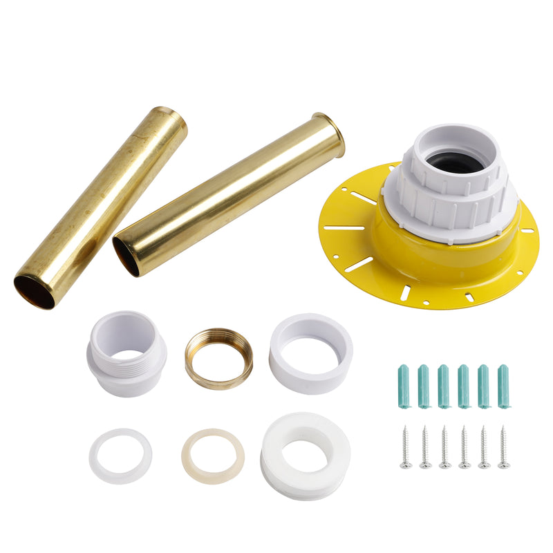 Installation Kit For Freestanding Bathtub With White PVC Pipe and Brass Pipes