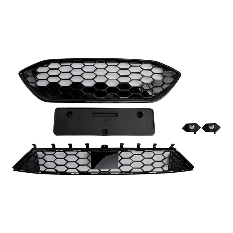Front Bumper Grille Grill Fit Ford Focus ST + ST Line MK4 2018-2021 Black