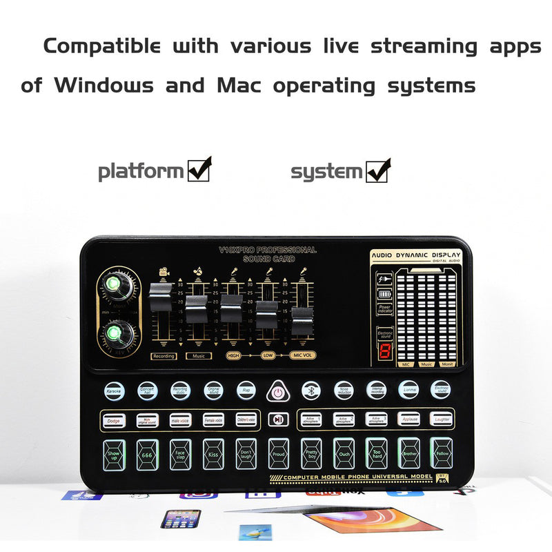 V10 Sound Card Live Sound Card Mobile Phone Karaoke Computer Live Broadcast Tik Tok Equipment