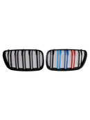 2PCS Gloss Black Front Bumper Grille Grill Fit BMW X3 E83 2007-2010 LCI