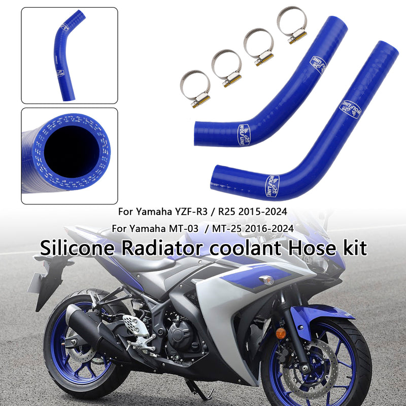 Silicone Radiator coolant Hose For Yamaha MT-03 MT-25 YZF R3 R25 2015-2024
