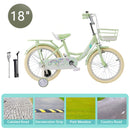 18" Child Bicycle Girls Bike with auxiliary wheels & Rack & Basket Green