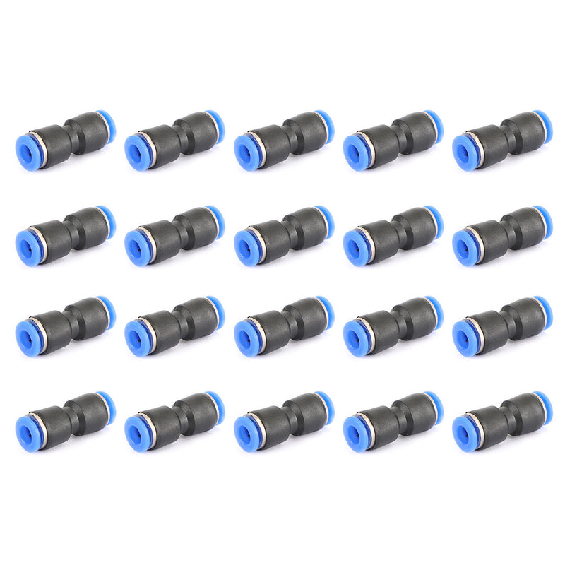20Pcs Air Pneumatic 1/4" to 1/4" Straight Push in Connectors Quick