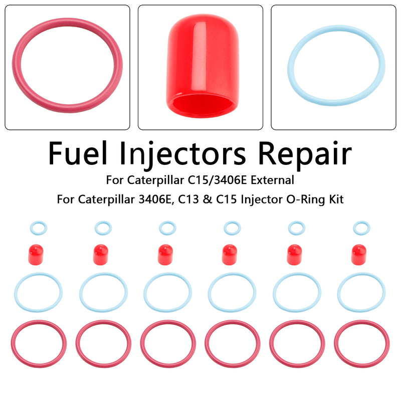 6PCS Fuel Injectors Seal O-Ring Kit Fit Caterpillar Fit CAT C15/3406E External