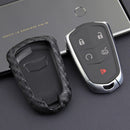Leather Silicone Car Key Case Cover With Buckle For Cadillac