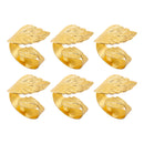 6PCS Napkin Rings Leaf Napkin Holder Adornmen Alloy Golden