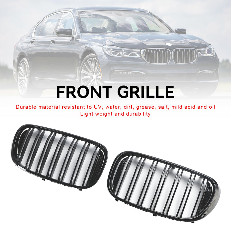 BMW 7 Series G11 G12 2016-18 Pre-LCI Black 2 Slat Front Kidney Grill Grille