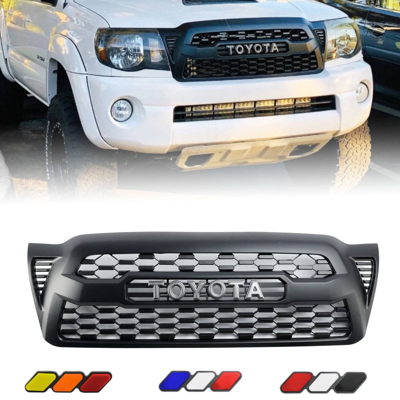 2005 2006 2007 2008 2009 2010 2011 Tacoma Front Bumper Hood Grille Grill Replacement With TOYOTA letter & Badge