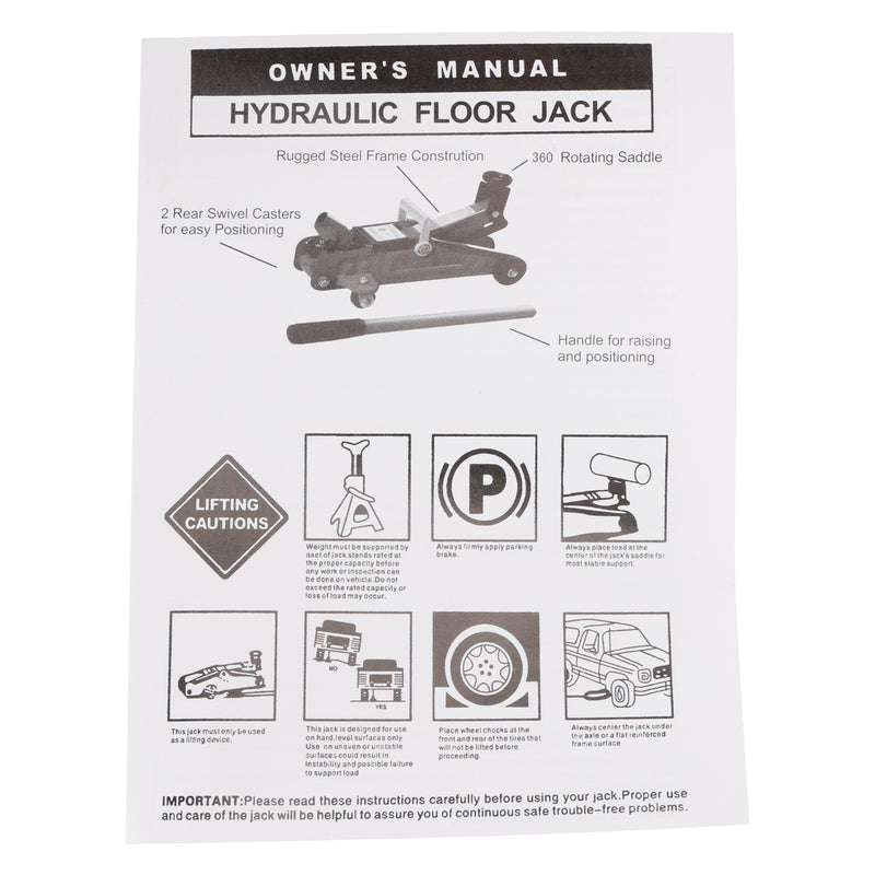 Low Profile Floor Jack 2 Ton (4400 lbs) 5.31"-12.8" Height Lifting