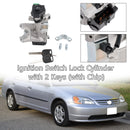 Ignition Switch Lock Cylinder with 2 Keys (with Chip) For Honda Civic 1.3L 1.7L