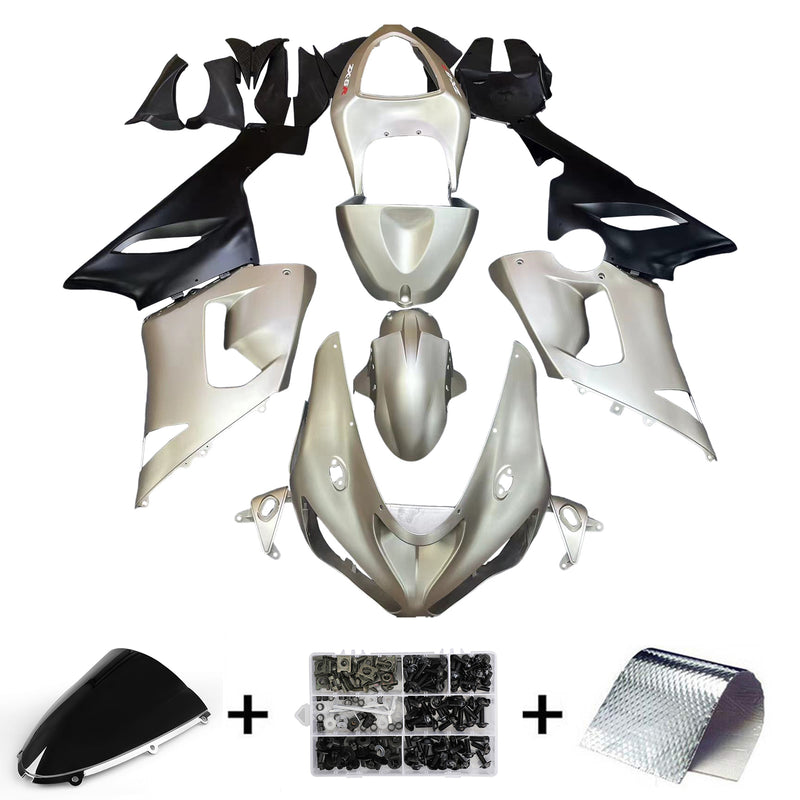 Fairings 2005-2006 Kawasaki ZX6R 636 Matte Silver & Black Ninja  Generic