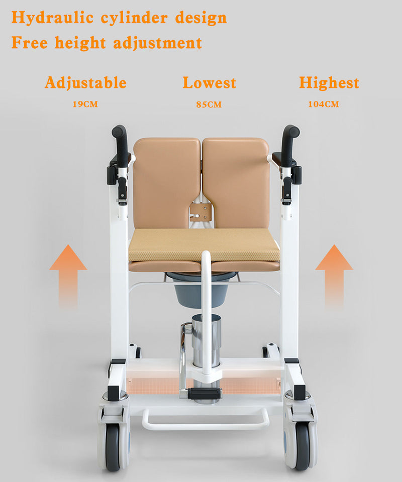 Medical Patient Lift Chair Hydraulic Transferred Lift Wheelchair 180® Split Seat With Cushion For Adults, Elderly 440 lb Weight Limited