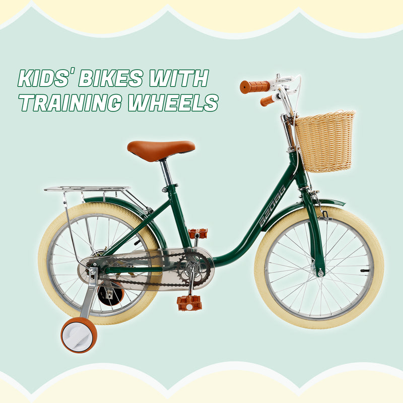 18 inches Kid's Bike Child Bicycle for Ages 7-9 Years Boys and Girls with Basket