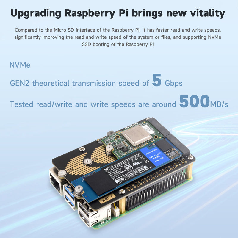 Raspberry Pi 5 PCIe Dual Channel Rotary Board Nvme Protocol Dual M.2 Hard Disk