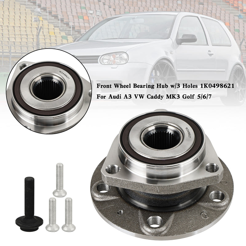 1K0498621 Front Wheel Bearing Hub w/3 Holes For Audi A3 VW Caddy MK3 Golf 5/6/7 Fedex Express