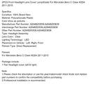 2PCS Front Headlight Lens Cover LampShade For Mercedes Benz C W204 2011-2015