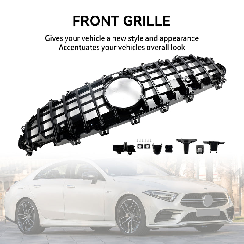 Black Front Bumper Grill Grille Fit Mercedes CLS C257 W257 Coupe 2018-2024