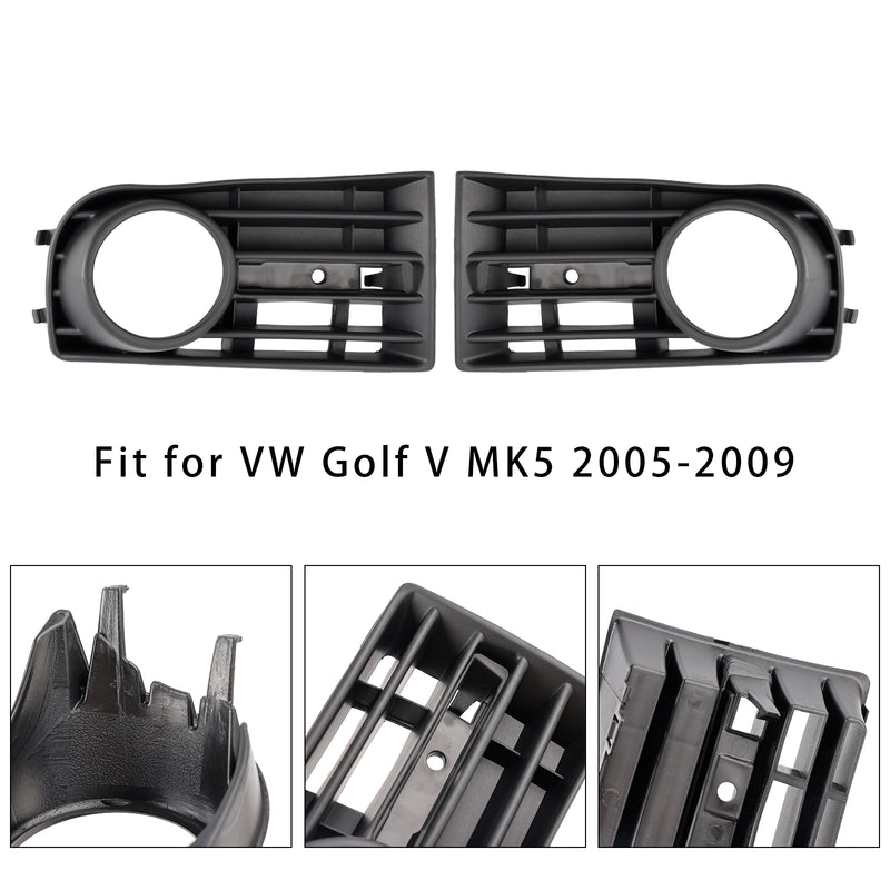 1 Pair Front Bumper Fog Light Grill Cover Bezel For VW Golf V MK5 2005-2009