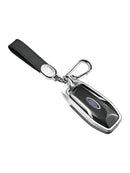 Aluminum Alloy TPU Silvery Car Key Case Cover With Buckle For Ford