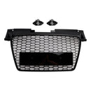 RS Style Front Honeycomb Grill Grille Fit Audi TT TTS 2006-2014 Gloss Black
