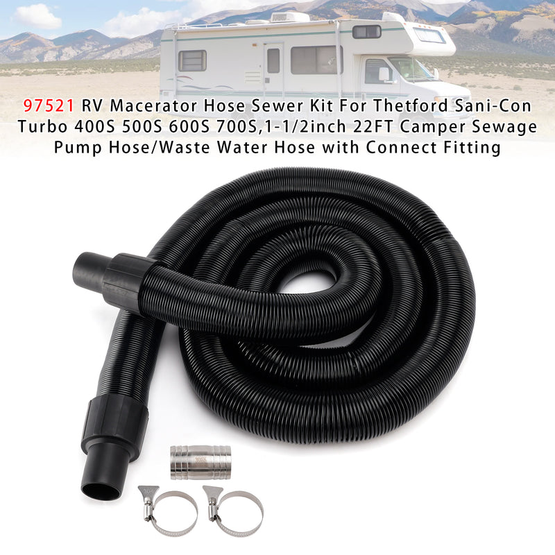 97521 RV Macerator Hose Sewer For Thetford Sani-Con Turbo 400S 1-1/2inch 22FT