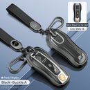 Aluminum Alloy TPU Black Car Key Case Cover With Buckle For Porsche Cayenne 911