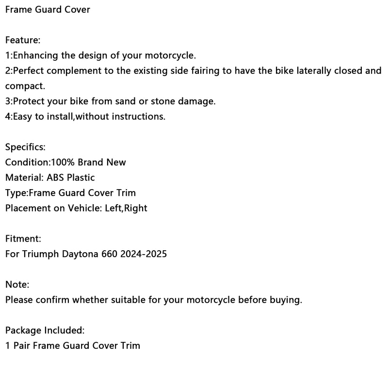 Frame Side Outrigger Cover Panel Guard Fairing For Daytona 660 2024-2025